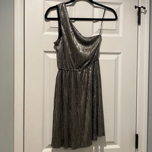 Vintage Express Silver One Shoulder Metallic Dress • Size Small • Cocktail Party